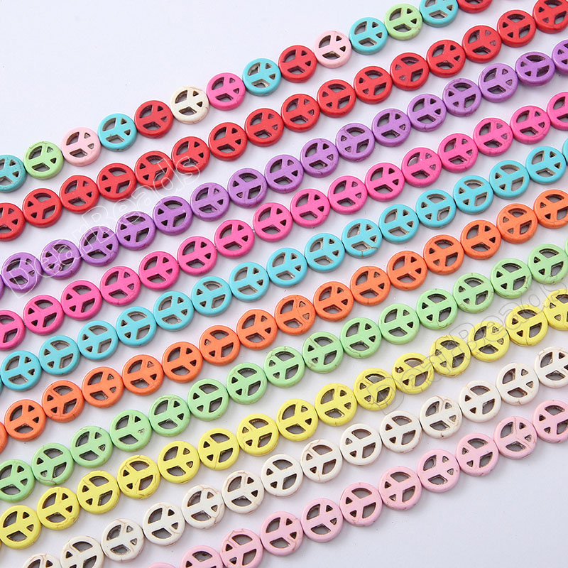 Howlite Peace Sign Beads