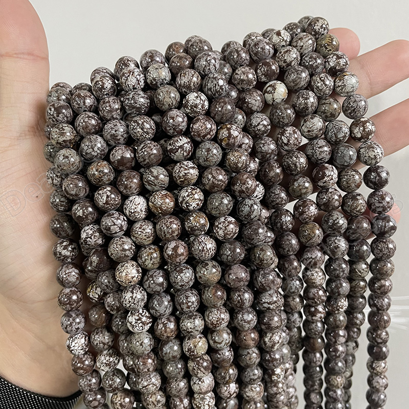 Matte SnowFlake Obsidian Jasper Beads ❄️📿 – RainbowShop for Craft