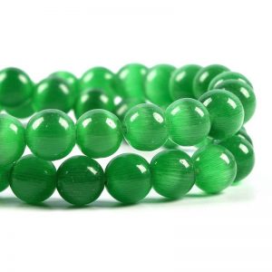 green cats eye beads 12mm