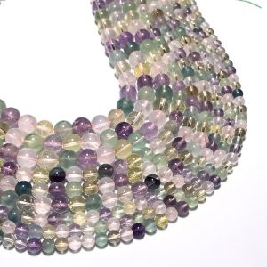 Natural Mixed Gemstone Beads of  Fluorite, Amethyst, Rose Quartz and Citrine.