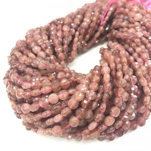 Faceted Natural Strawberry Quartz Beads
