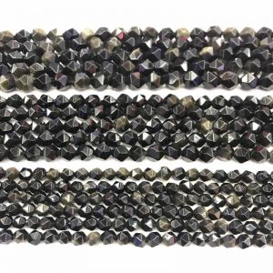 faceted obsidian beads