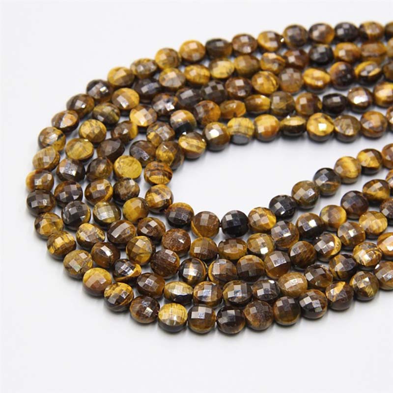 flat round beads natural tiger eye