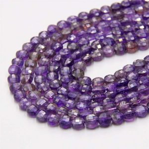 flat round beads amethyst
