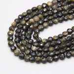 flat round beads gold obsidian