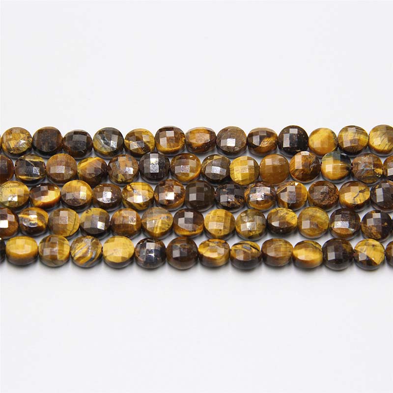 flat round beads natural tiger eye-3