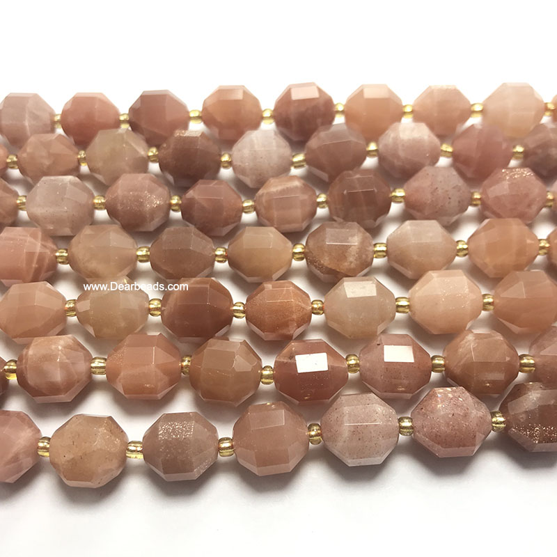 Faceted Peach Moonstone Beads