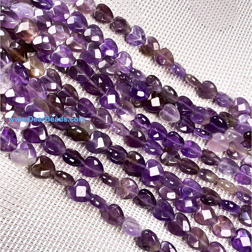 Amethyst Faceted Heart Beads