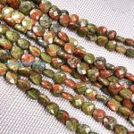 Unakite Faceted Heart Beads