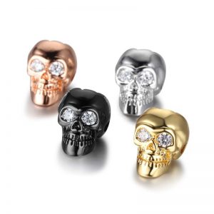 Micro Pave Cubic Zirconia Skull Beads