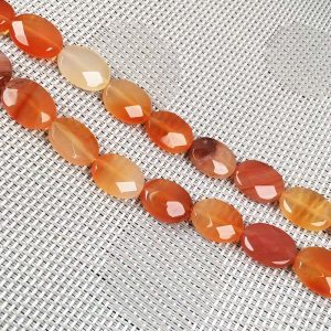 Faceted Carnelian Oval Beads