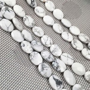 Faceted Howlite Oval Beads