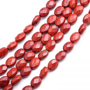 Faceted Red Jasper Oval Beads