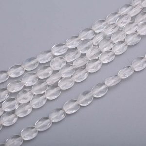 Faceted Clear Quartz Oval Beads