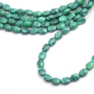 Faceted Malachite Oval Beads-2