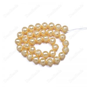 Faceted Yellow Shell Pearl Beads