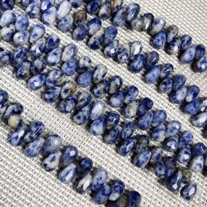 Blue Spot Teardrop Beads