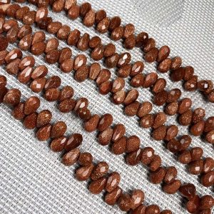 Goldstone Teardrop Beads