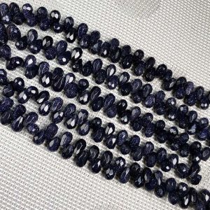 Blue Goldstone Teardrop Beads