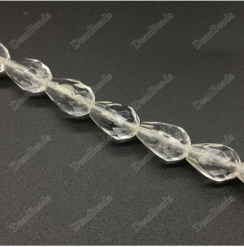 Faceted Clear Quartz Teardrop Beads