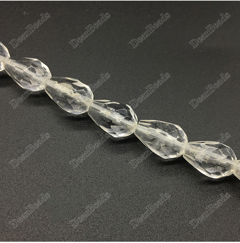 Faceted Clear Quartz Teardrop Beads, Stone Beads - Dearbeads