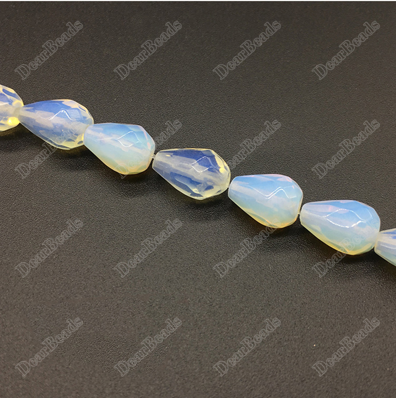 Faceted Opalite Teardrop Beads