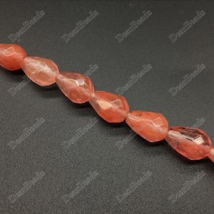 Cherry Quartz Teardrop Beads