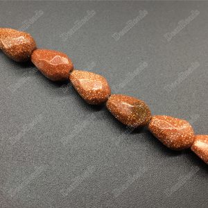 Faceted Goldstone Teardrop Beads