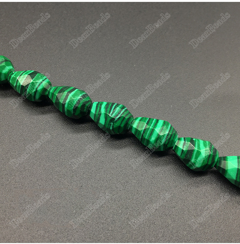Faceted Malachite Teardrop Beads