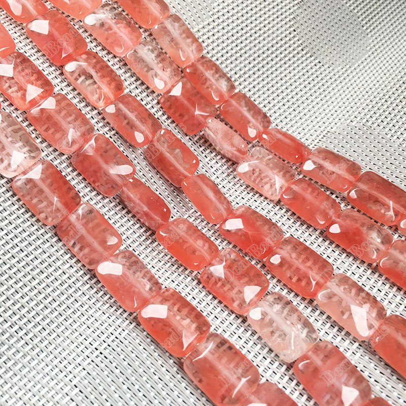 Cherry Quartz Faceted Rectangle Beads