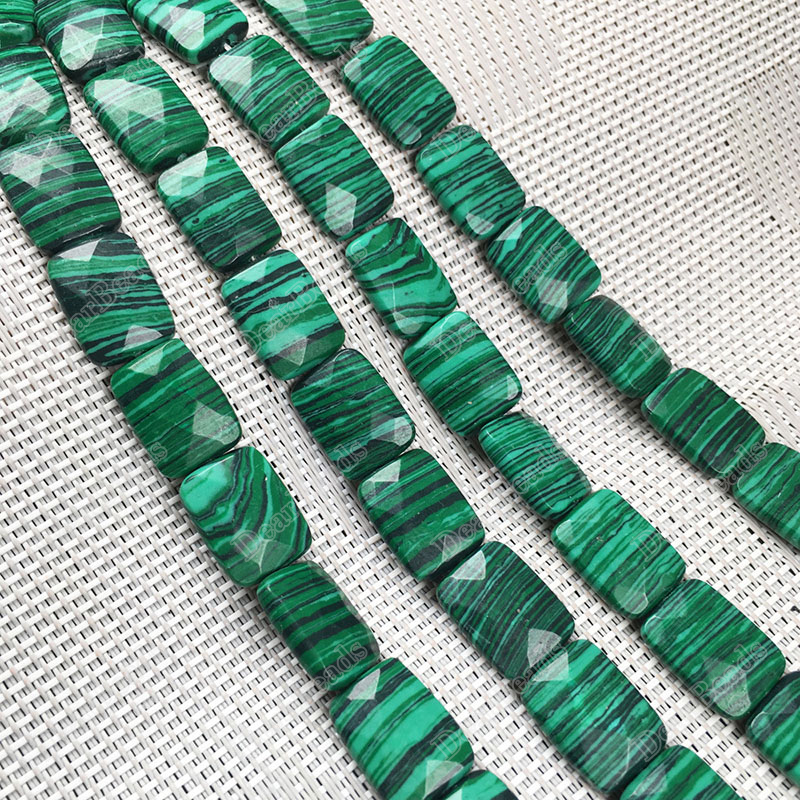 Malachite Faceted Rectangle Beads