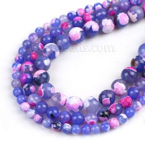 Blue Pink Fire Agate Beads