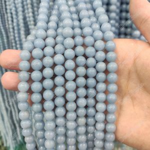 Natural Blue Angelite Beads, Gemstone Beads for Bracelets