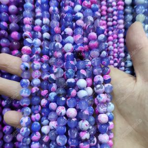 Blue Pink Fire Agate Beads