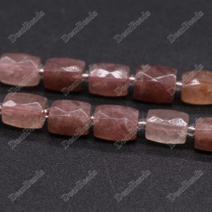 Rectangle Faceted Strawberry Quartz