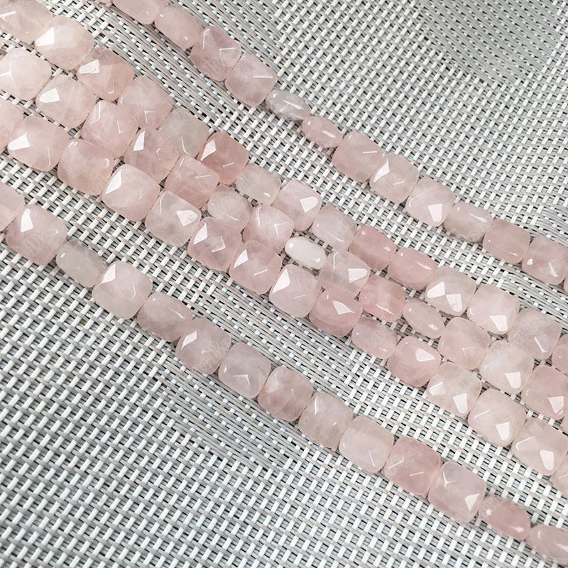 Rose Quartz Faceted Square
