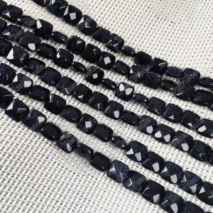 Blue Goldstone Faceted Square