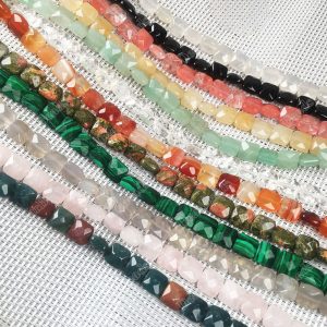 Stone Faceted Square Beads