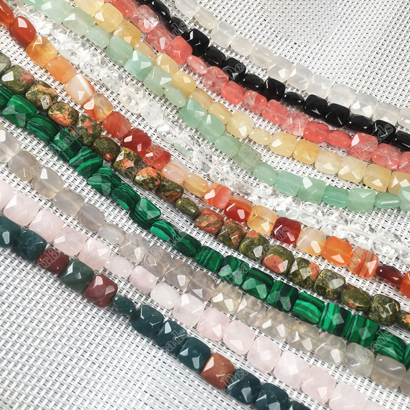 Stone Faceted Square Beads