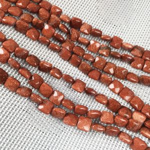Goldstone Faceted Square Beads