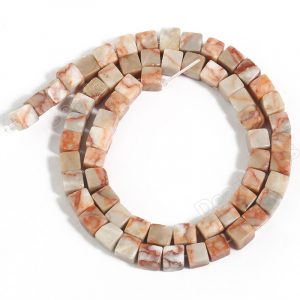 Pink Picasso Jasper Cube Beads