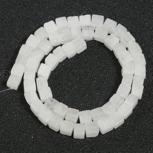 White Jade Cube Beads