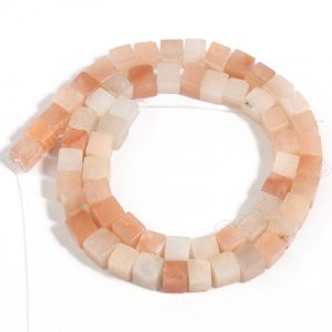 Peach Aventurine Cube Beads