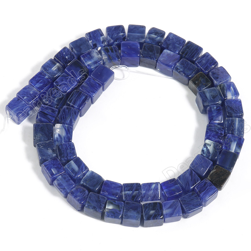 Blue Quartz Cube Beads