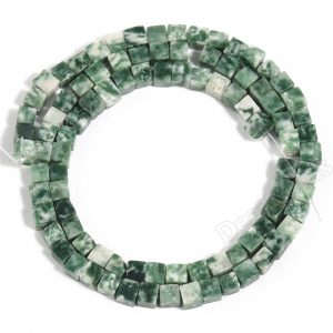 Green Stone Cube Beads