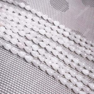White Jade Teardrop Beads