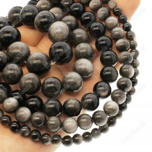 Silver Sheen Obsidian Beads