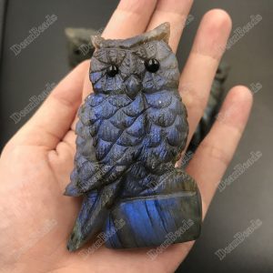 Hand Caved Labradorite Owl