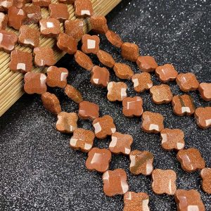 Goldstone Clover Beads