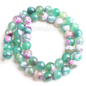 Green Pink Fire Agate Beads